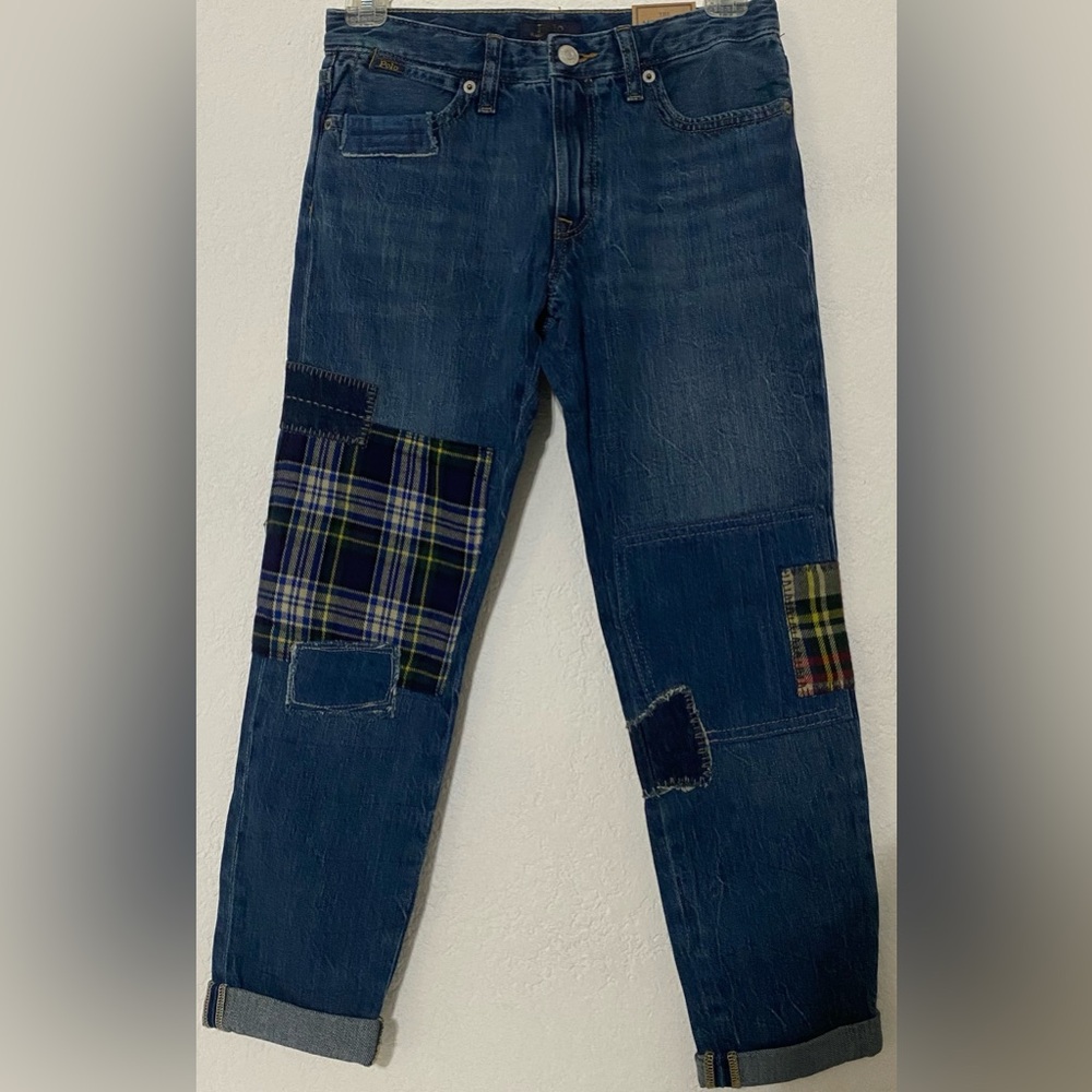 New-Polo Ralph Lauren Patchwork The Astor Slim Boyfriend Jeans Size 12